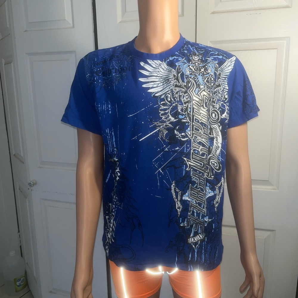 South Pole Blue Short Sleeve Tee with Artistic Design